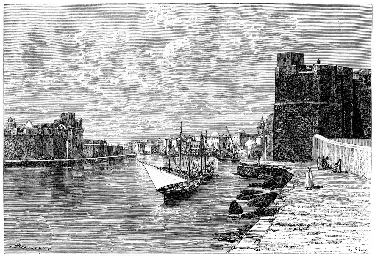 Bizerta, katsottuna Kasbahista, vuodelta 1890 tekijältä Auguste Bertrand