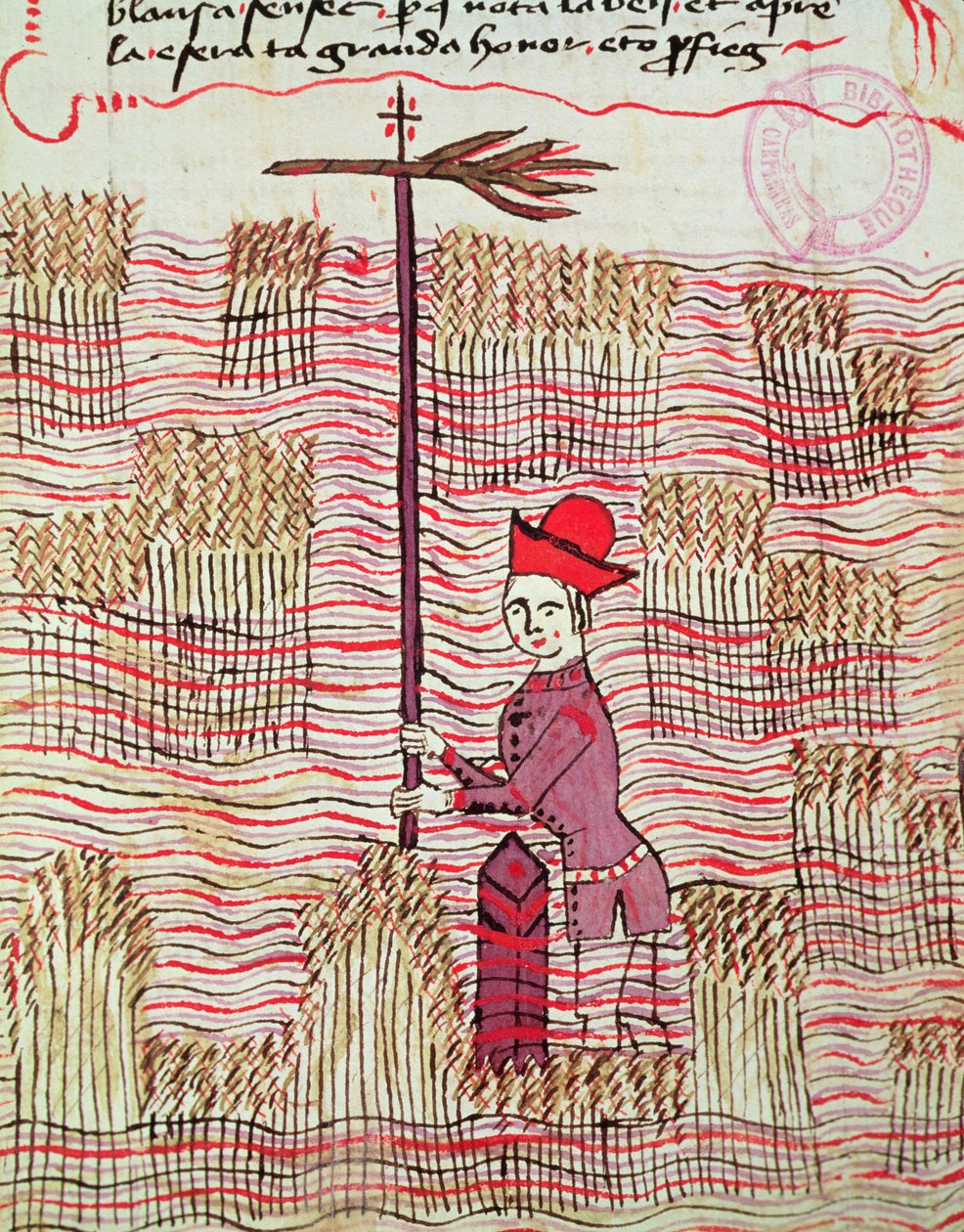 Ms 327 fol.197r Maanmittaus pellolla, Traite dArpentage, Arnaud de Villeneuve (1240-1312) tekijältä Bertrand Boysset