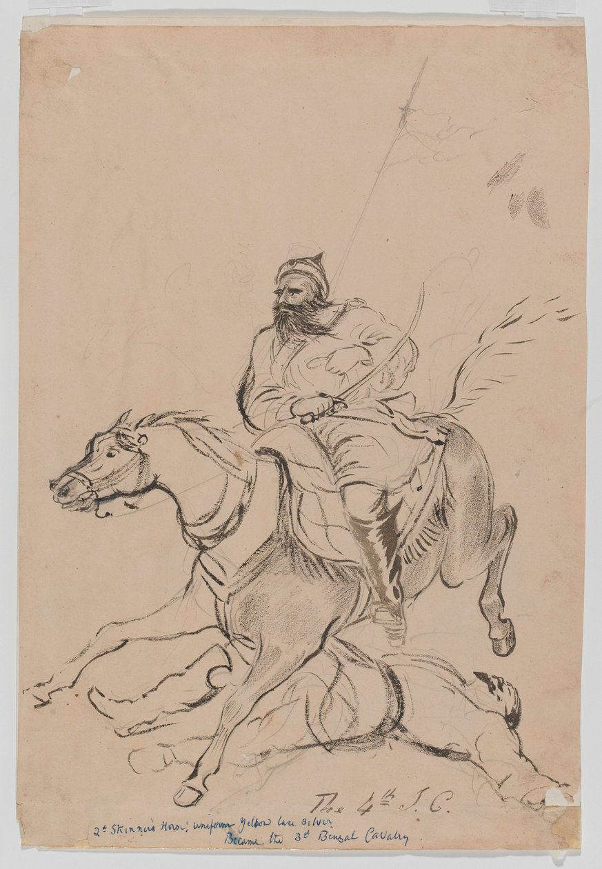 4. epäsäännöllinen ratsuväki, n. 1845 (akvarelli) tekijältä Bethune Donald Grant