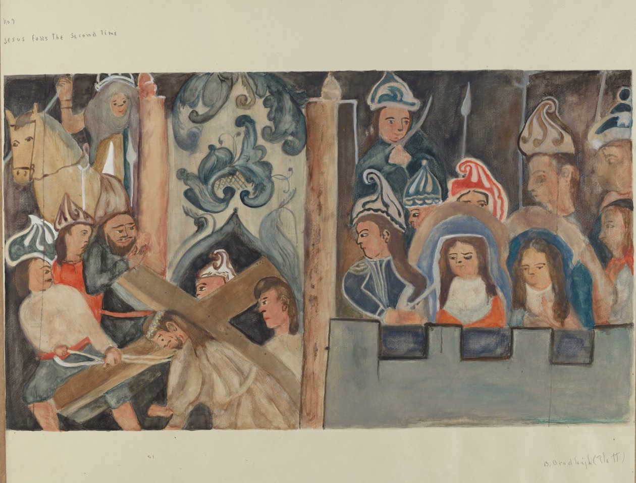 Ristin asema nro 7: Jeesus lankee toisen kerran, n. 1936. tekijältä Beulah Bradleigh