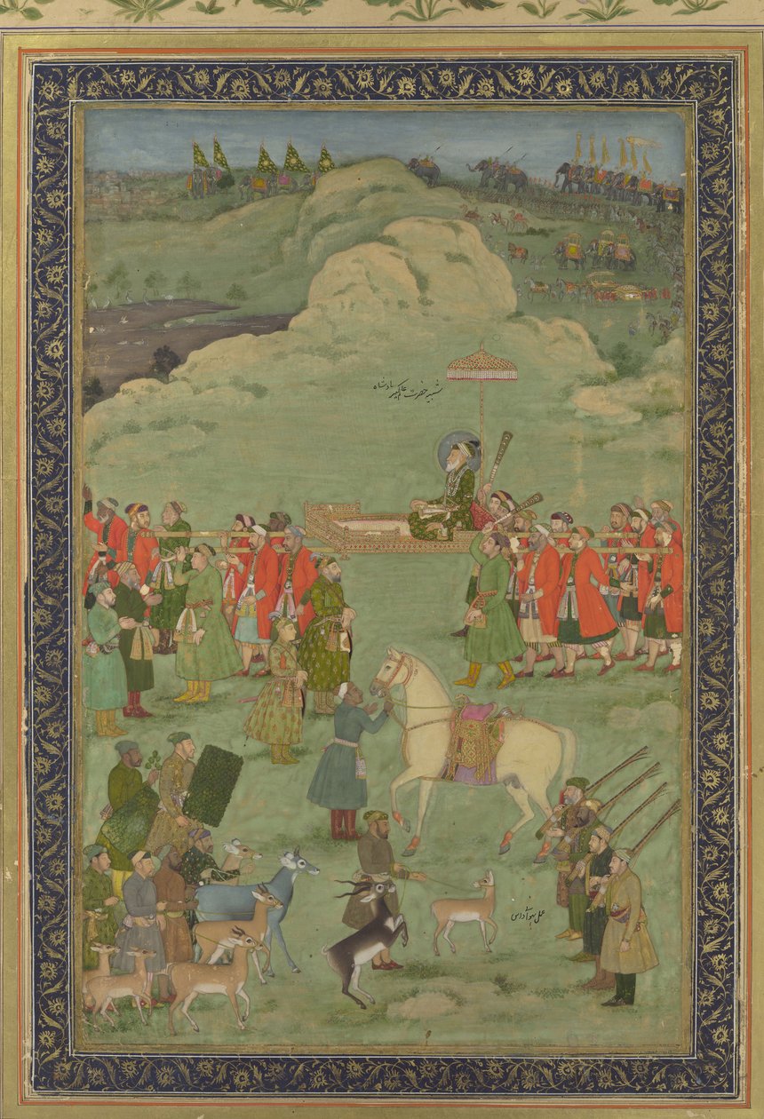 Keisari Aurangzeb kantoi palankiinia, n. 1705-20. tekijältä Bhavanidas