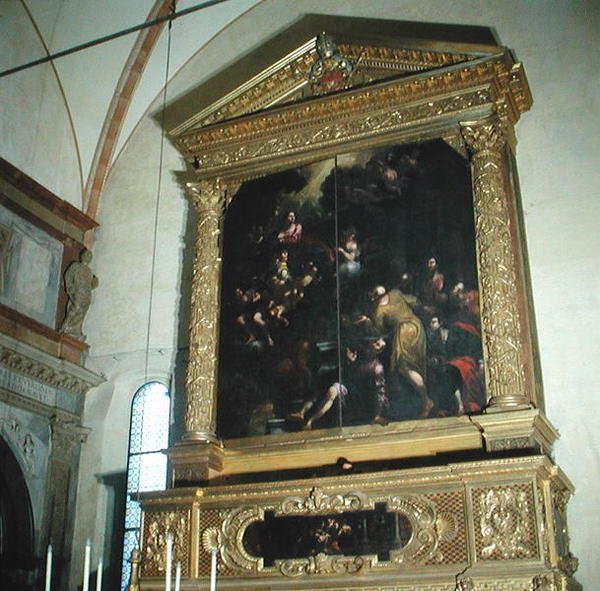 Näkymä kirkon uruille, 1683 tekijältä Biagio Falcieri
