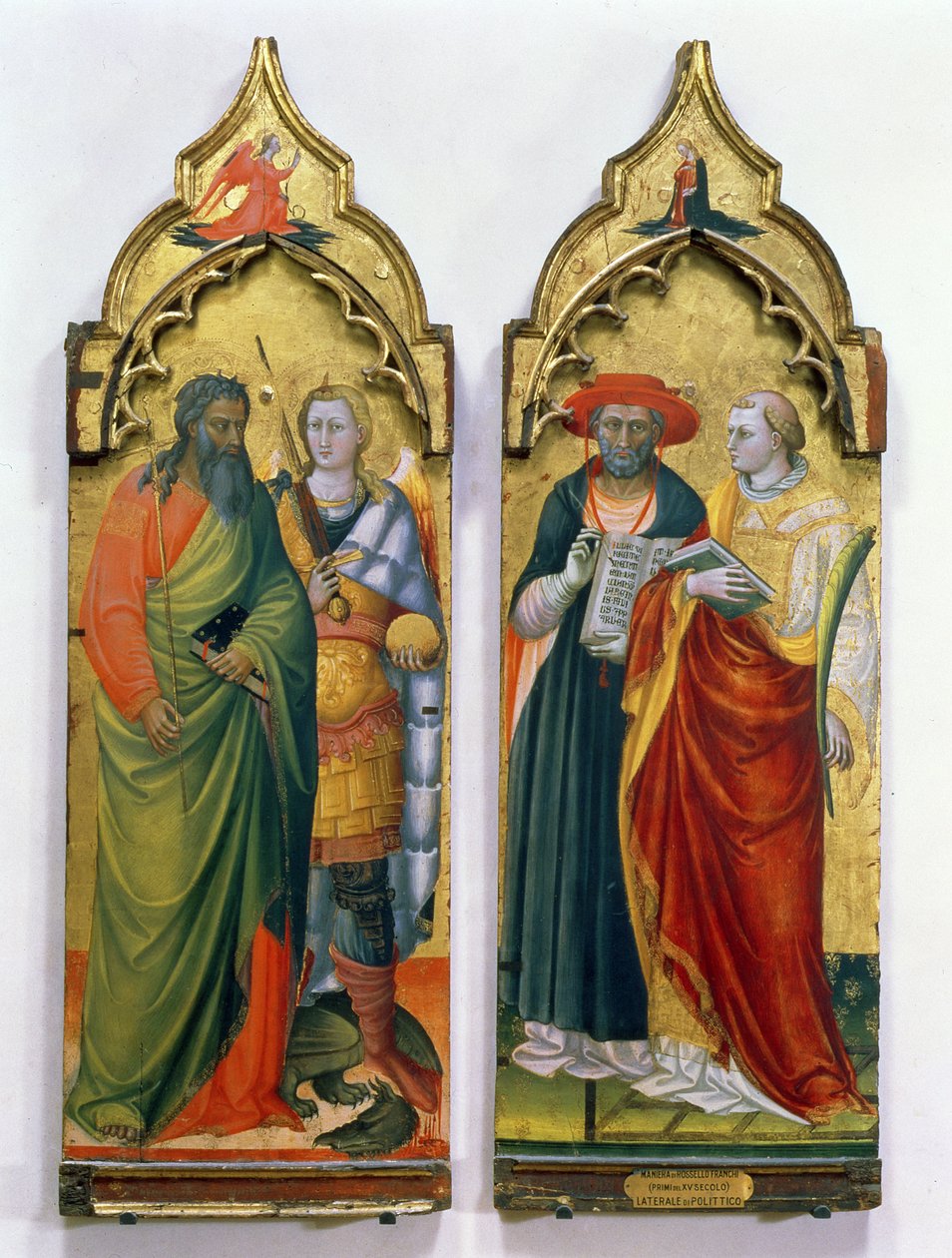 St. Andrew, St. Michael, St. Hieronymus ja St. Lawrence (tempera paneelissa) tekijältä Bicci di Lorenzo