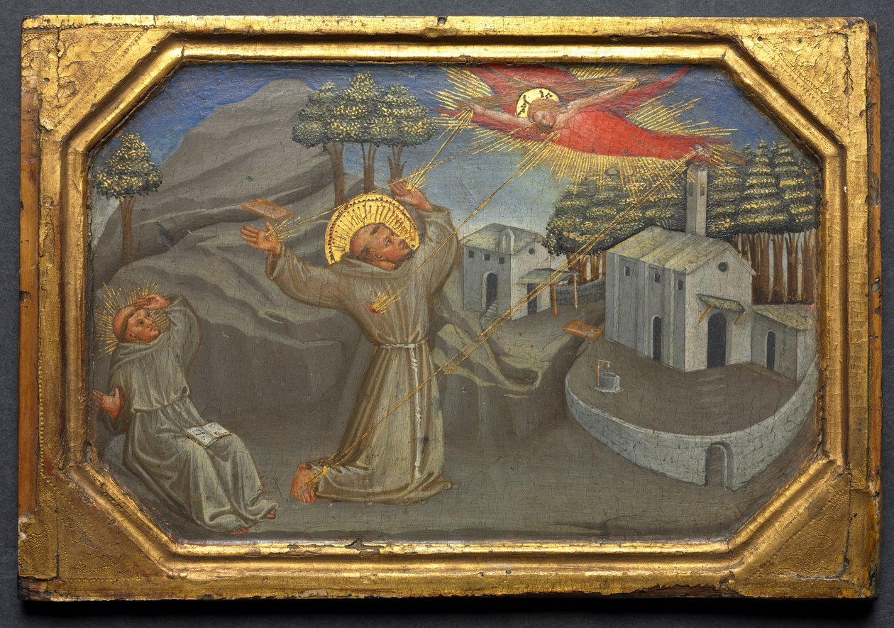 Pyhä Franciscus Assisilainen vastaanottamassa stigmat, n. 1430 (tempera ja kulta puulla) tekijältä Bicci di Lorenzo