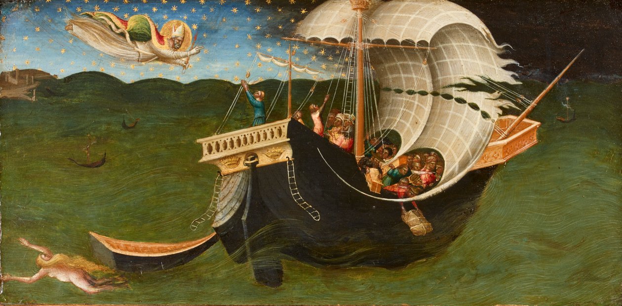 Pyhä Nikolaus Barilainen karkottaa myrskyn, 1433-1435 tekijältä Bicci di Lorenzo