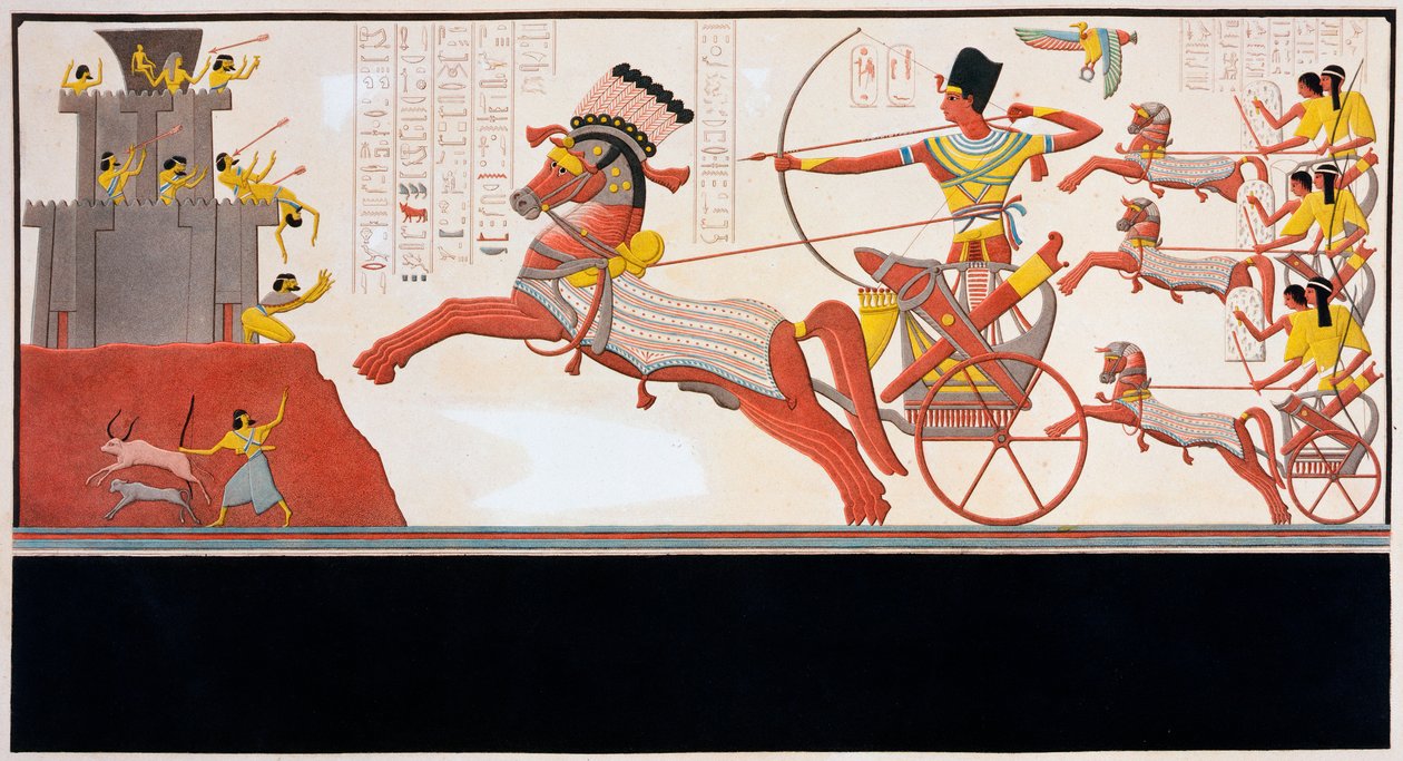 Ramses II Kadeshin taistelussa 1275 eKr. 1800-luvulla tekijältä Bigant and Allais