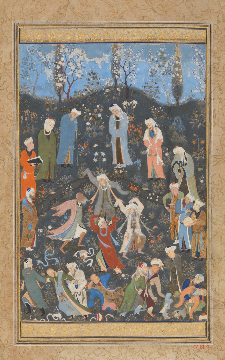Dancing Dervishes, Folio Hafizin divaanista, n. 1480. tekijältä Bihzad