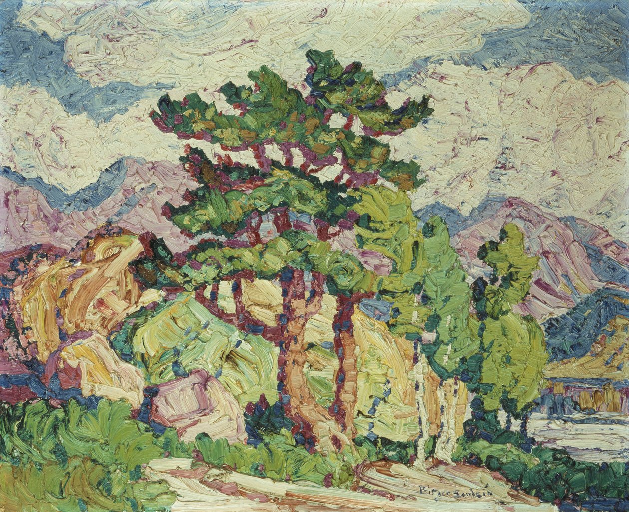 Haapoja ja mäntyjä, Estes Park, Colorado tekijältä Birger Sandzen