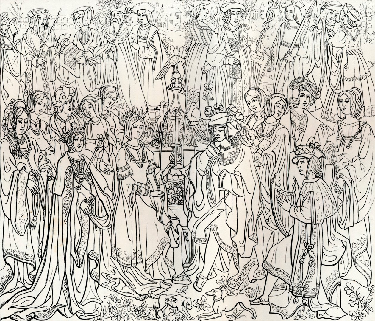 Ranskan kuninkaan Ludvig XII:n ja Mary Tudorin avioliitto 1500-luvulla, 1849. tekijältä Bisson and Cottard