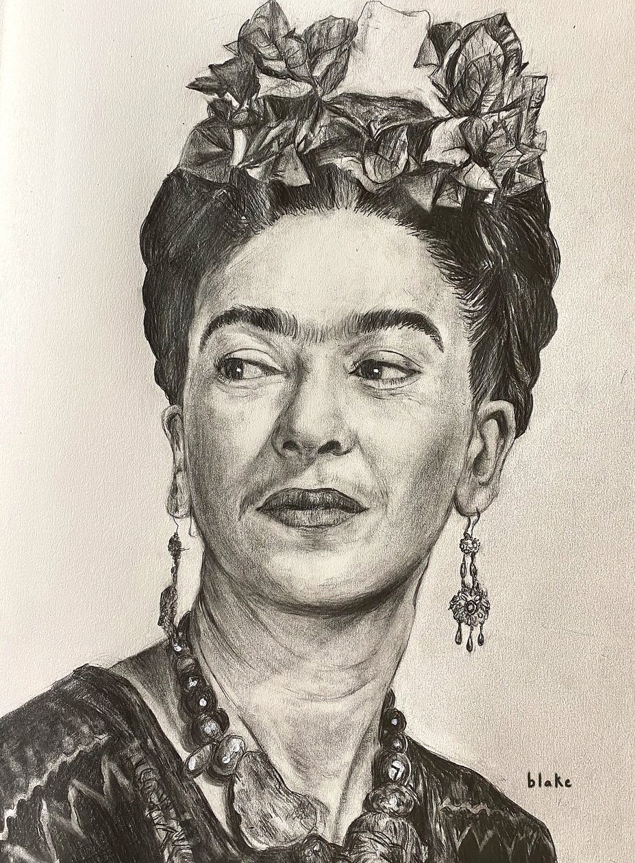 Frida Kahlo, n. 2021 (kynä paperille) tekijältä Blake Munch