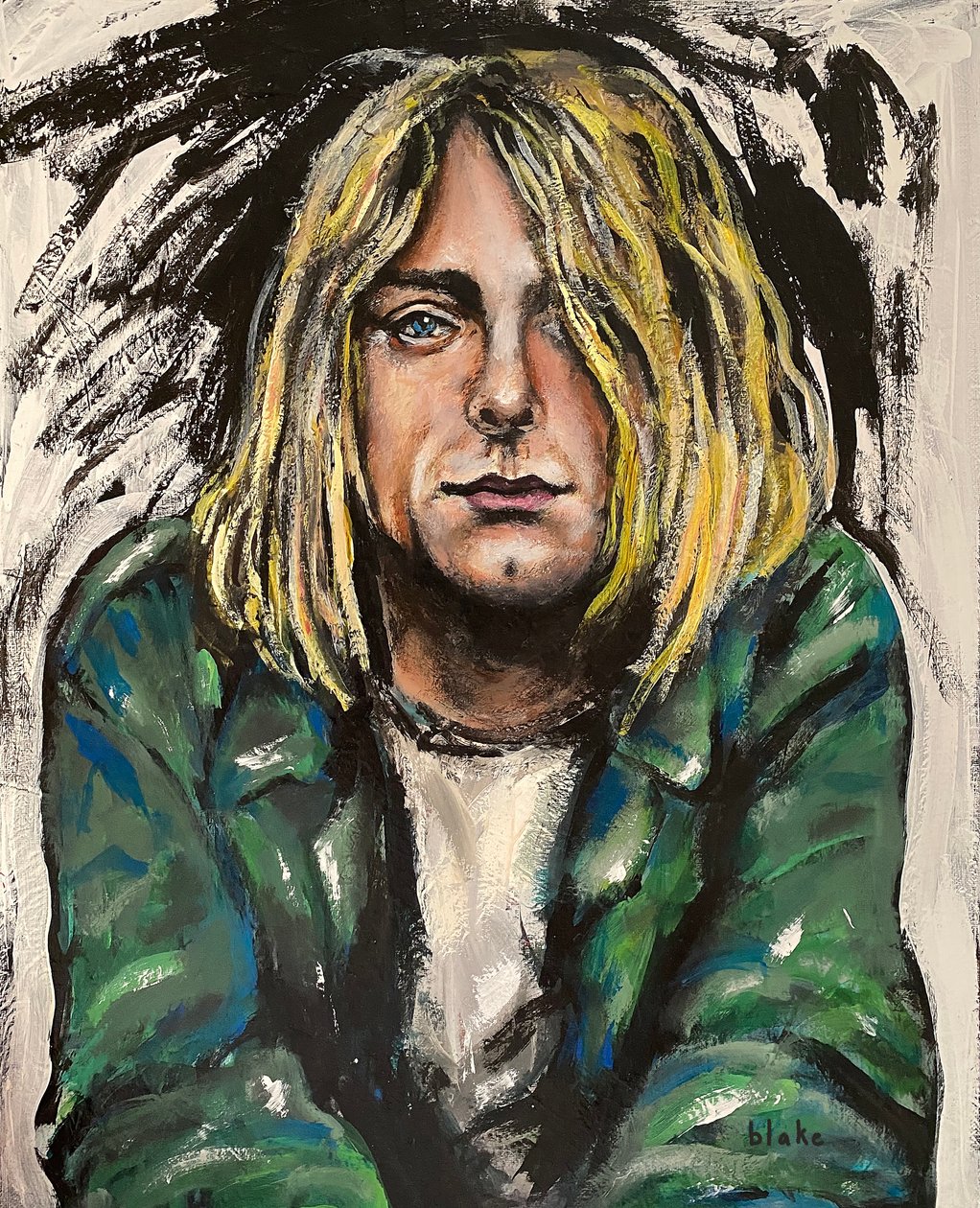 Kurt Cobain, n. 2020 (akryyli kankaalle) tekijältä Blake Munch