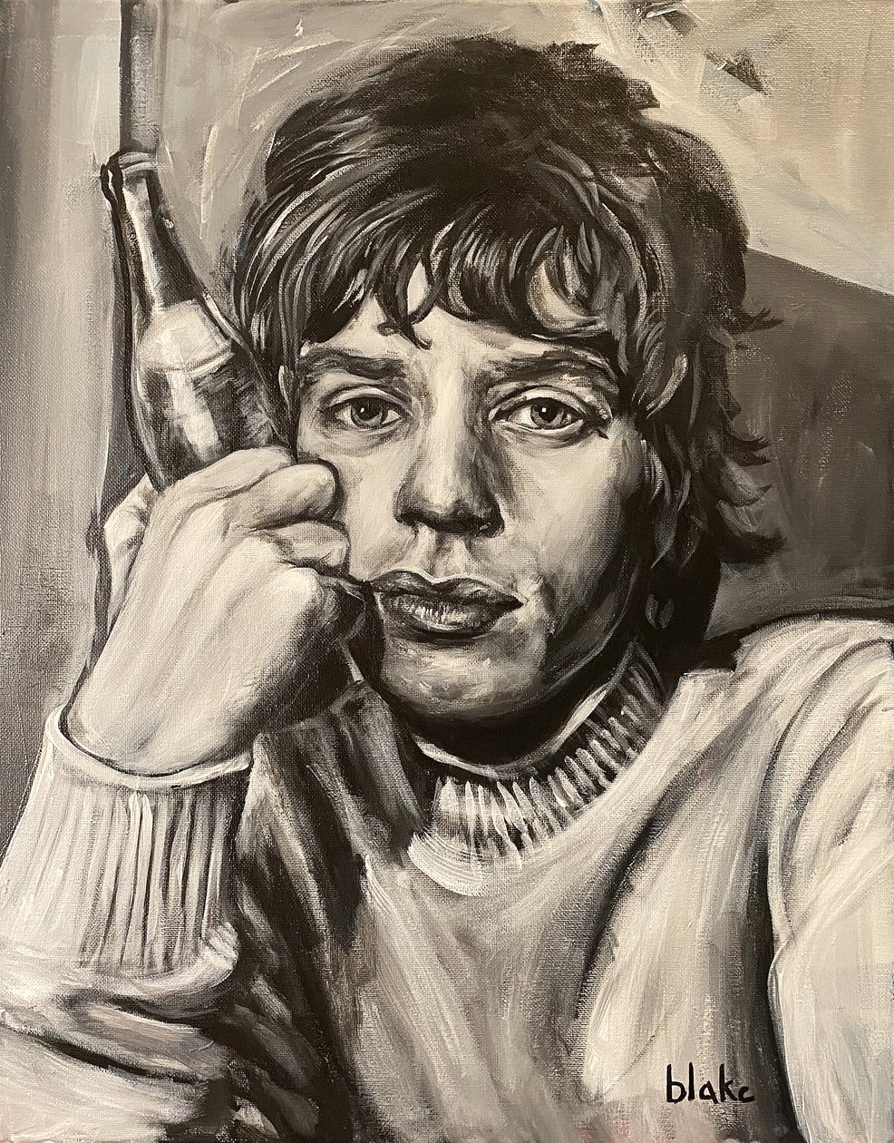 Mick Jagger, n. 2021 (akryyli kankaalle) tekijältä Blake Munch