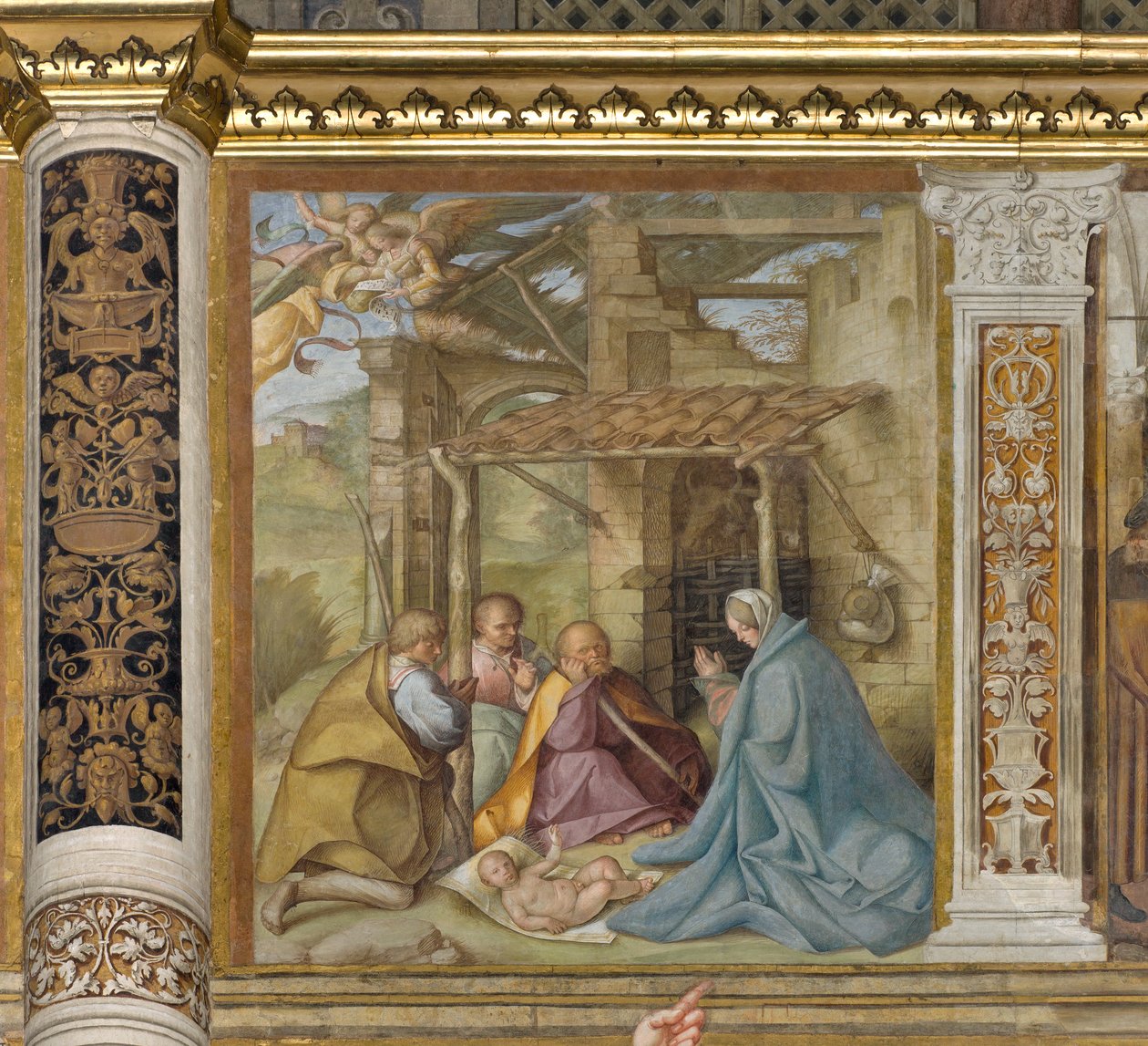 Keskiaukio, neljäs pohjoisosa, Paimenten palvominen, Boccaccio Boccaccino 1516-17. tekijältä Boccaccio Boccaccino
