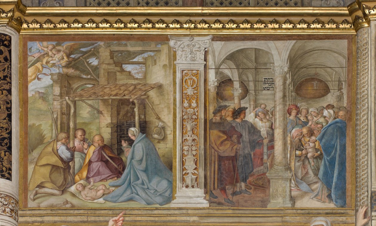 Keski-Aave, neljäs pohjoisjänne, paimenten palvonta, ympärileikkaus, Boccaccio Boccaccino 1516-17 tekijältä Boccaccio Boccaccino