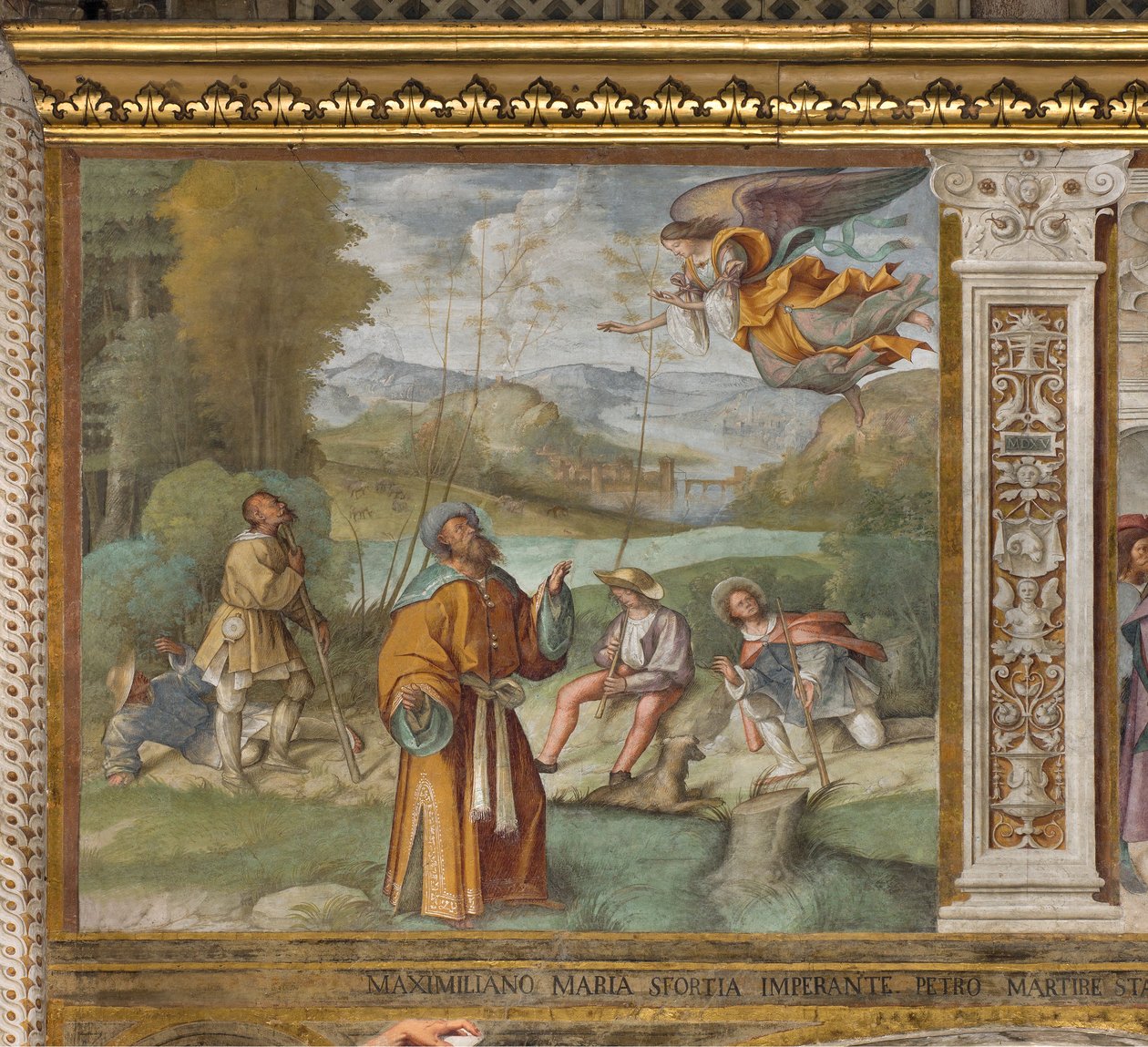 Keskikäytävä, ensimmäinen pohjoisosa, ilmoitus Gioacchinolle, Boccaccio Boccaccino 1514-15. tekijältä Boccaccio Boccaccino