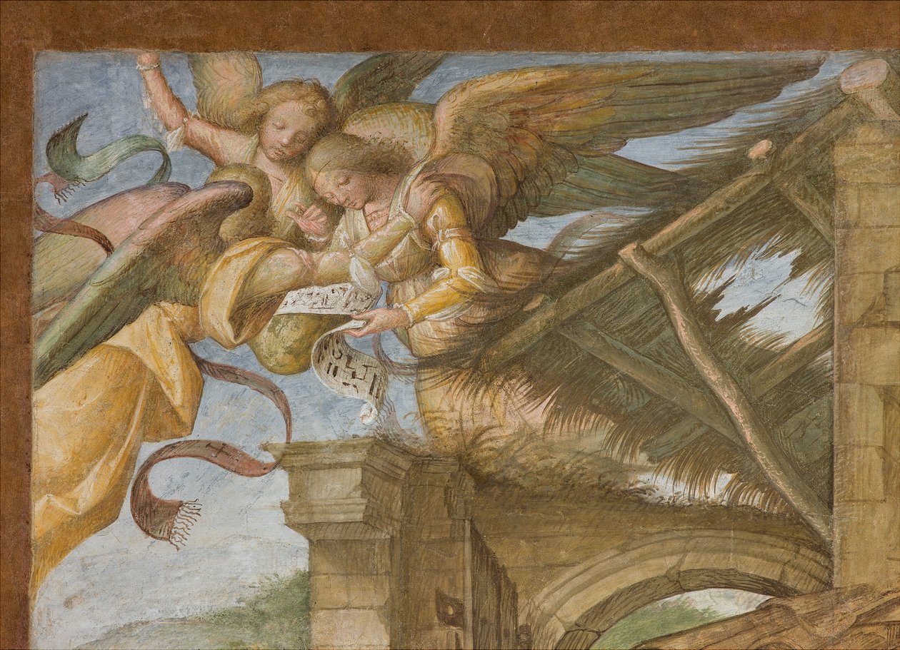 Keskilaiva, neljäs pohjoisrunko, Paimenten palvominen, Boccaccio Boccaccino 1516-17, Yksityiskohta tekijältä Boccaccio Boccaccino