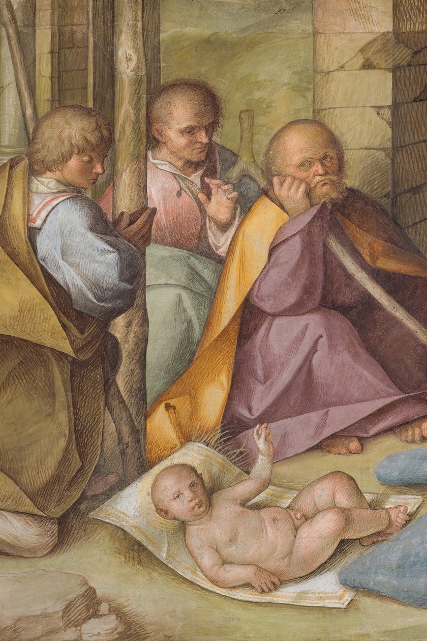 Keskilaiva, neljäs pohjoisrunko, Paimenten palvominen, Boccaccio Boccaccino 1516-17, Yksityiskohta tekijältä Boccaccio Boccaccino