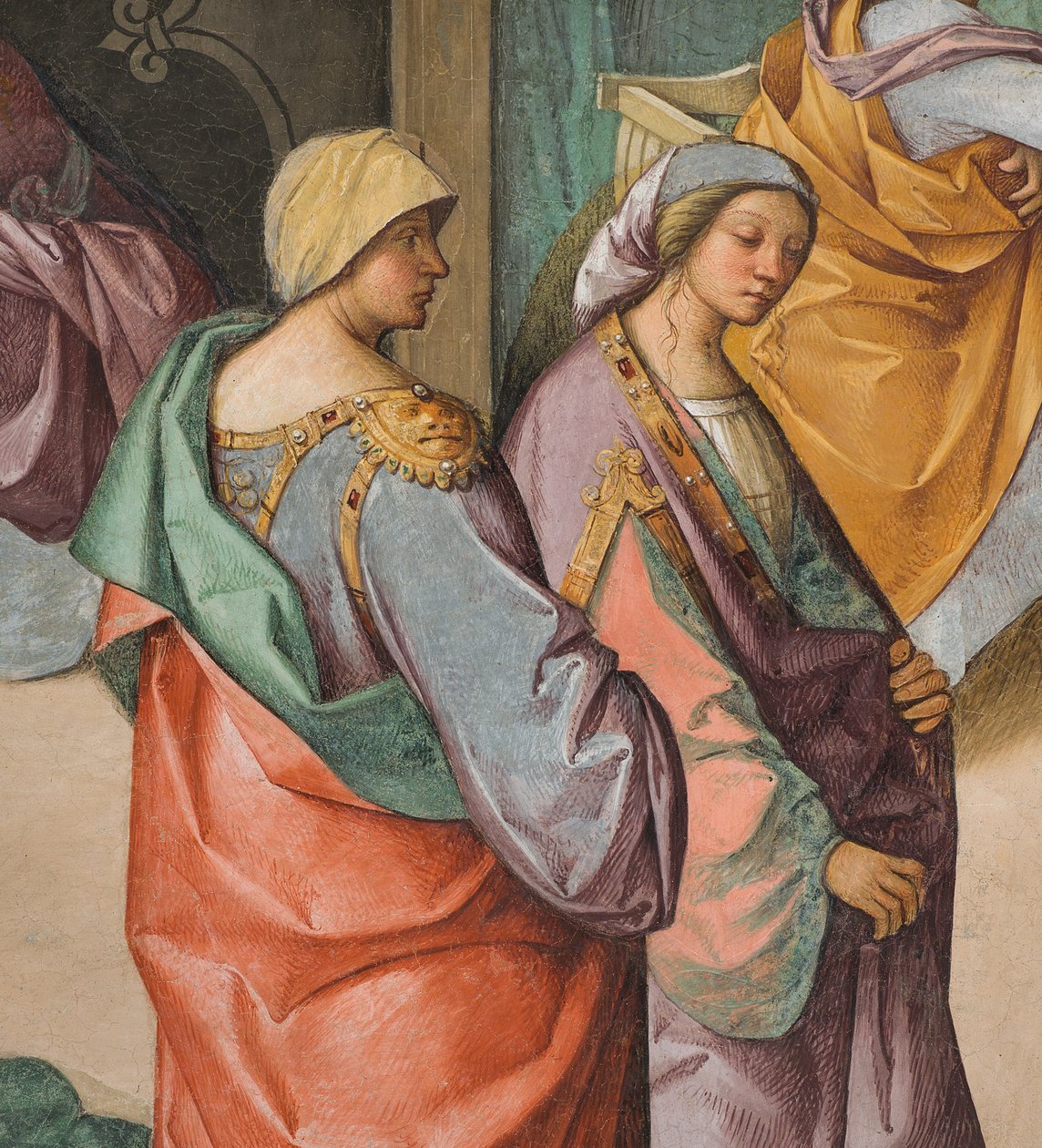 Keskilaivo, toinen pohjoisväli, Neitsyen syntymä, Boccaccio Boccaccino 1514-15, yksityiskohta tekijältä Boccaccio Boccaccino