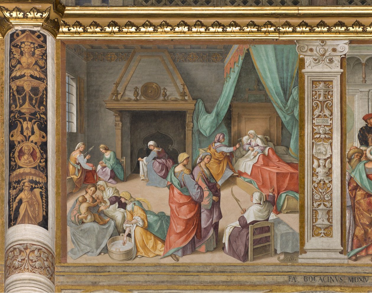 Keskilaivo, toinen pohjoinen jänne, Neitsyen syntymä, Boccaccio Boccaccino 1514-15 tekijältä Boccaccio Boccaccino