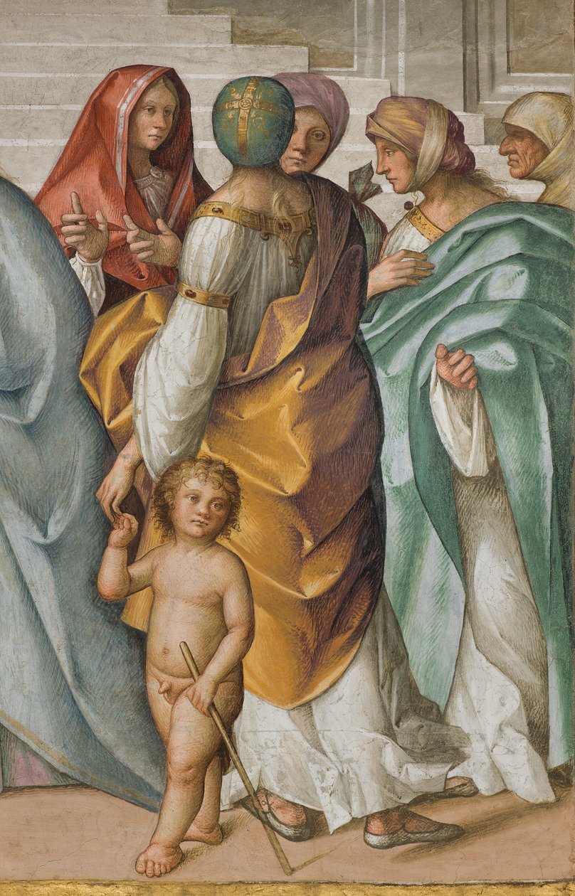 Keskilaiva, toinen pohjoisosa, Neitsyt Marian avioliitto, Boccaccio Boccaccino 1514-15, yksityiskohta. tekijältä Boccaccio Boccaccino