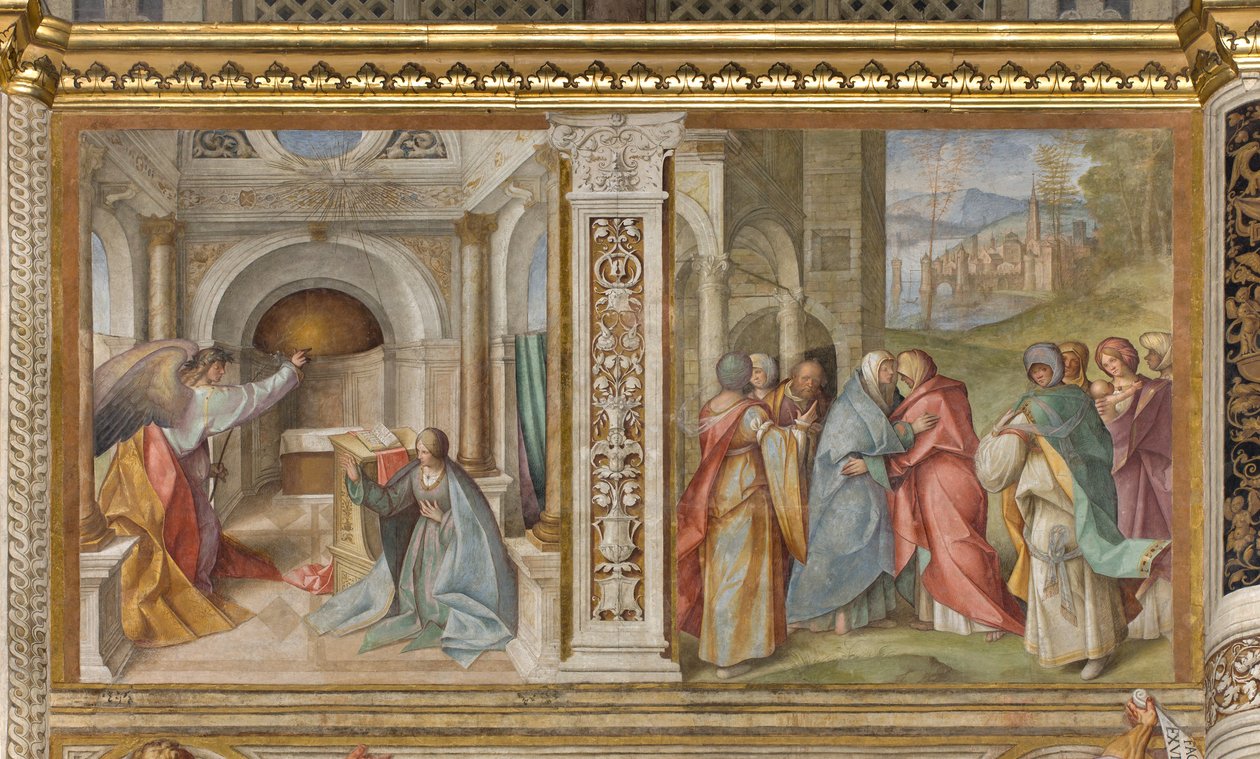 Keskilaivo, kolmas pohjoisväli, julistus, vierailu, Boccaccio Boccaccino 1516-17 tekijältä Boccaccio Boccaccino
