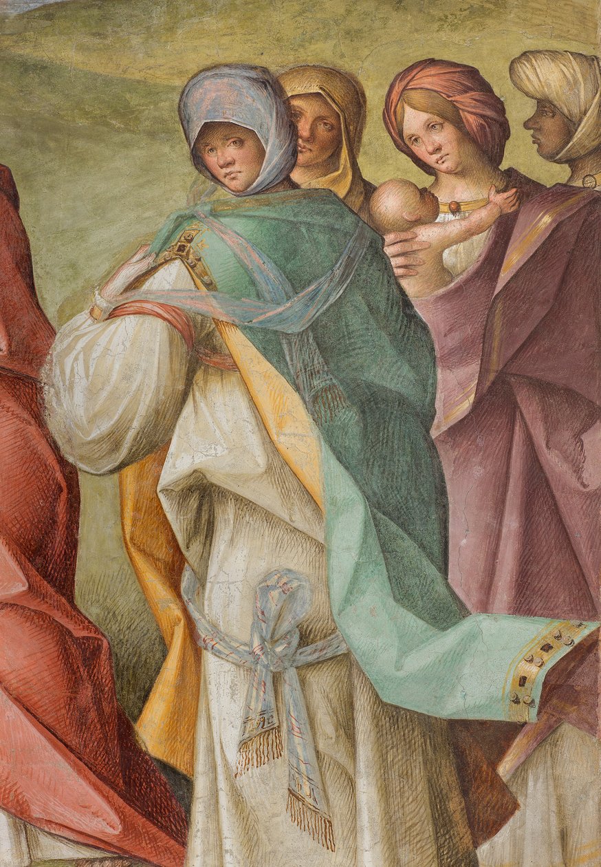 Keskilaivo, kolmas pohjoisväli, vierailu, Boccaccio Boccaccino 1516-17, yksityiskohta tekijältä Boccaccio Boccaccino