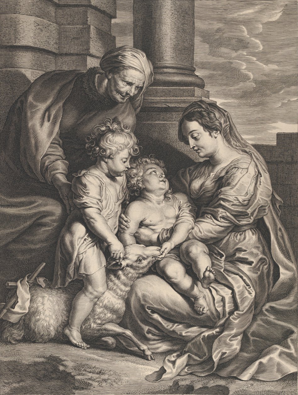 Neitsyt ja Kristus-lapsi Pyhän Annan ja Pyhän Johannes Kastajan kanssa, n. 1640-59.. tekijältä Boetius Adams Bolswert