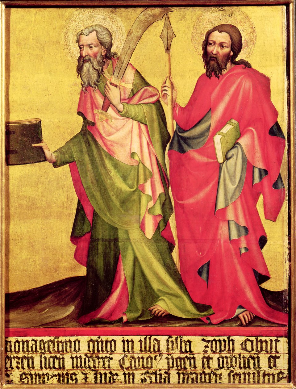 SS. Bartolomeus ja Tuomas, oikeanpuoleinen taulu Jan of Jeran Epitafista, 1395 (tempera tauluille). tekijältä Bohemian School