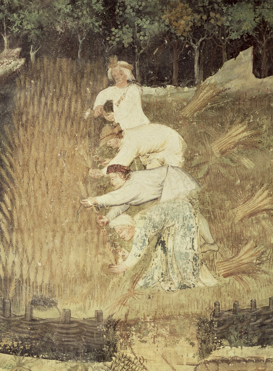 Elokuu, sadon yksityiskohta, n. 1400 tekijältä Bohemian School