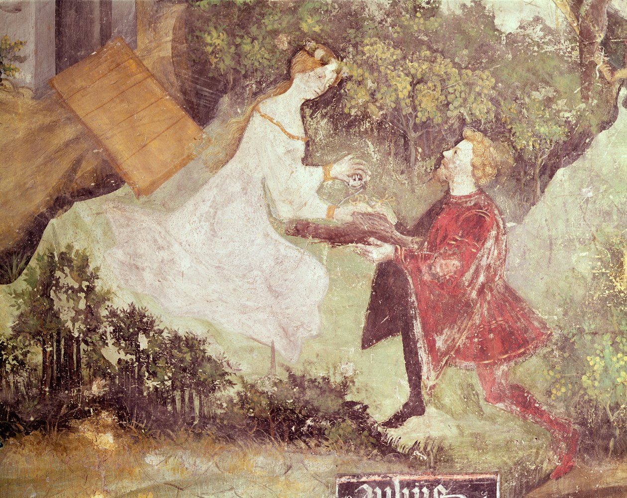 Heinäkuu, yksityiskohta parista, n. 1400 tekijältä Bohemian School
