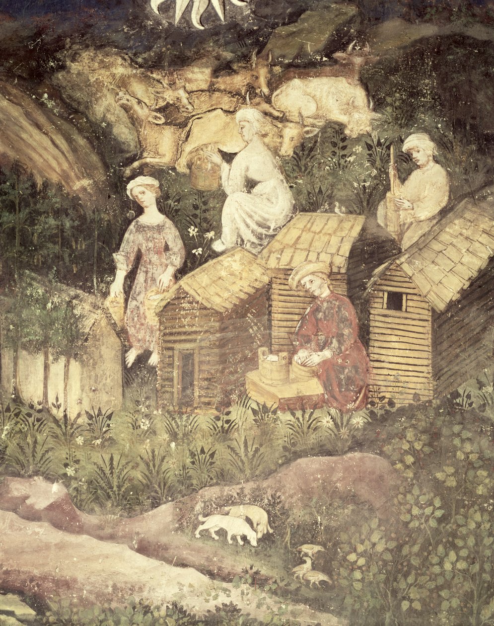 Kesäkuu, yksityiskohta hunajan keräämisestä, n. 1400 tekijältä Bohemian School