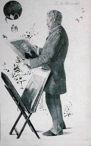Edmond Huot de Goncourt (1822-96), kansikuva "La Revue Illustreesta". 15. huhtikuuta 1888 (litho) tekijältä Boileau Boileau