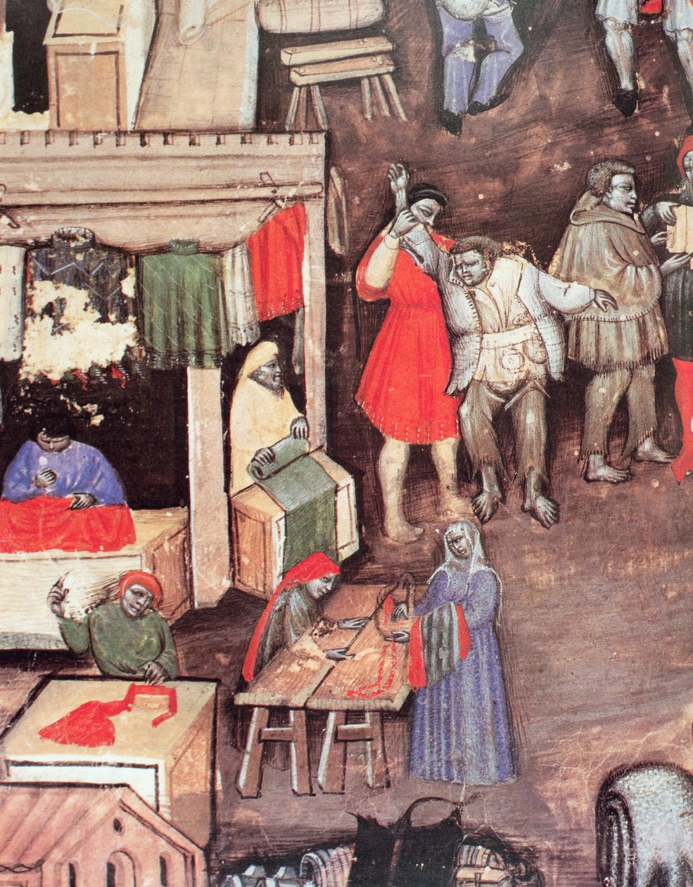 Kangaskauppiaat torilla käsikirjoituksesta "Charter of the Merchant