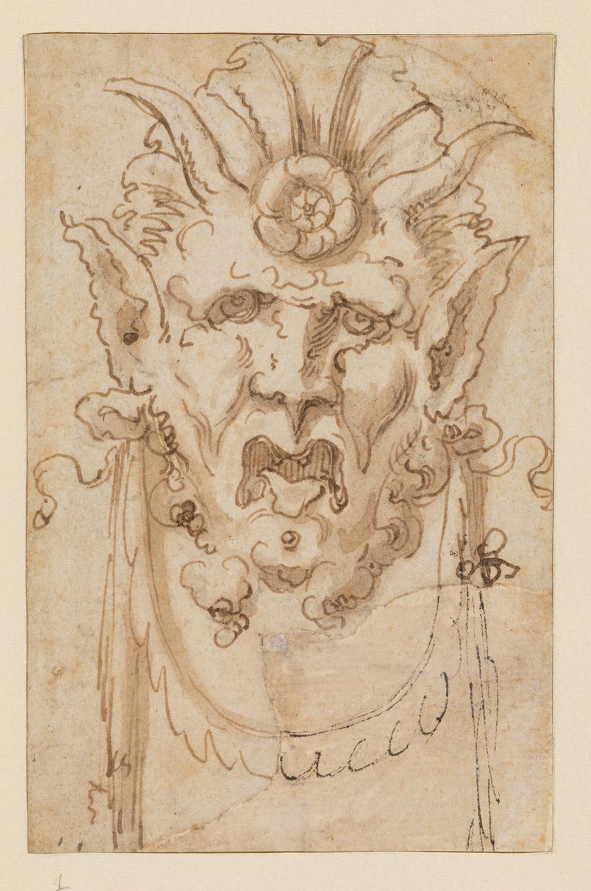 Groteski naamio, 1600-luku tekijältä Bolognese School