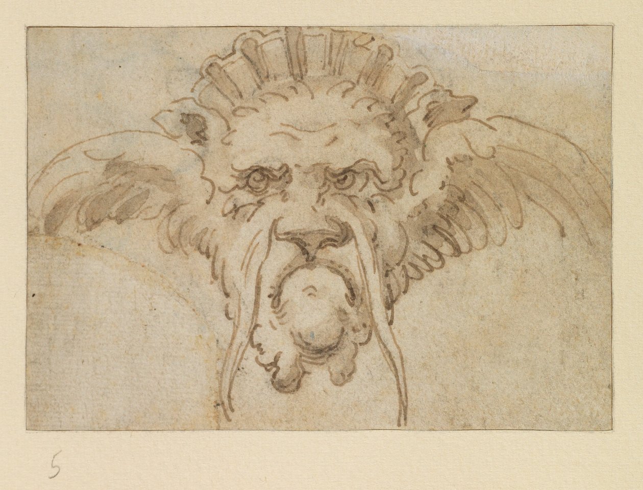 Groteski naamio, 1600-luku tekijältä Bolognese School