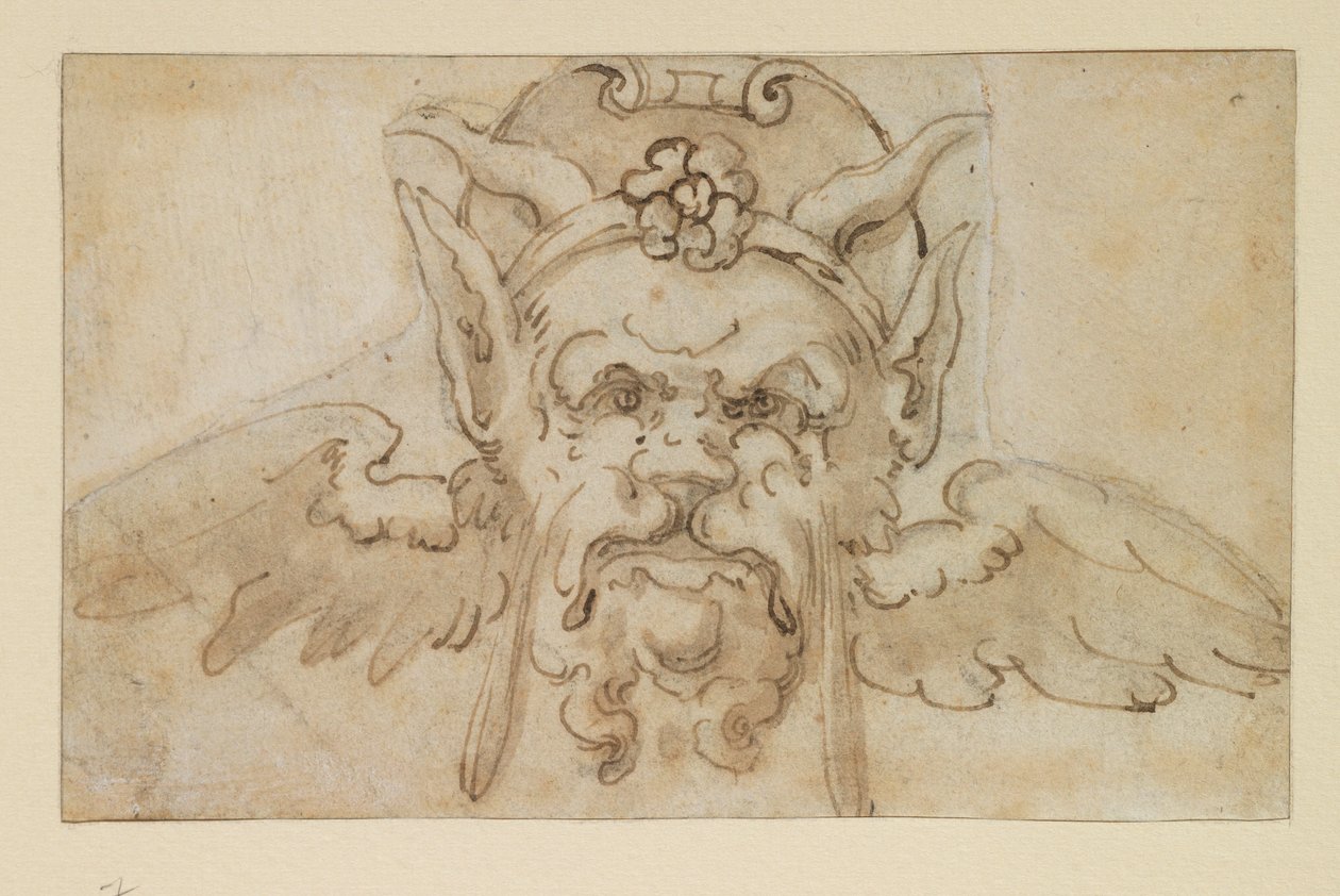 Groteski naamio, 1600-luku tekijältä Bolognese School