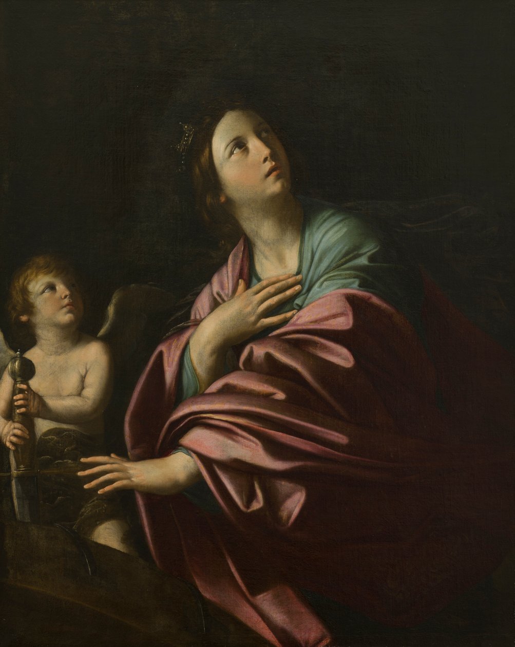 Pyhä Katariina Aleksandrialainen, n. 1600-1699 (öljy kankaalle) tekijältä Bolognese School
