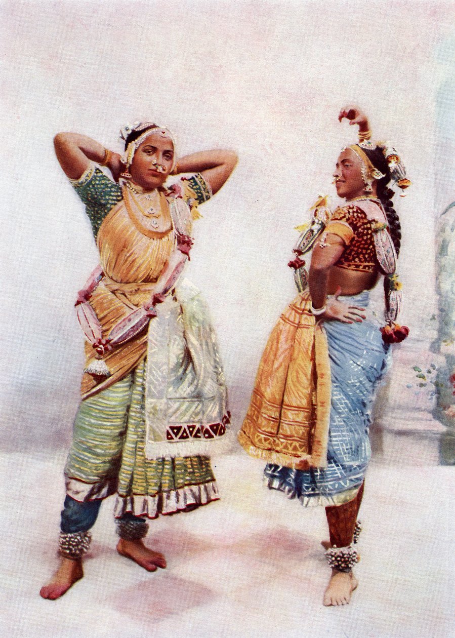 Baroda Nautch Girls, 1800-luvun loppu (albumiprintti) tekijältä Bombay Vernon and Co.
