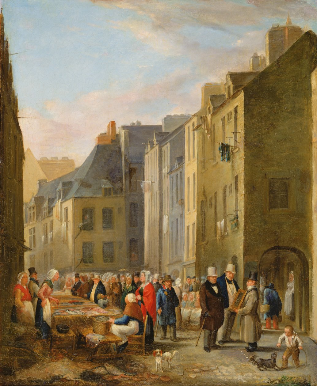 Kalamarkkinat Cherbourgissa, 1830-40 tekijältä Bon Dumouchel