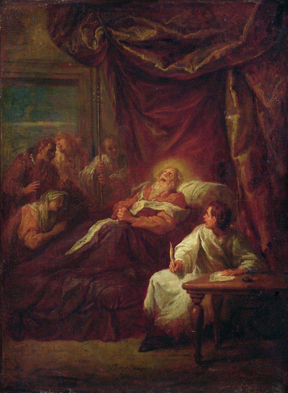 Pyhän Ambroseen kuolema ennen vuotta 1706 tekijältä Bon de Boulogne