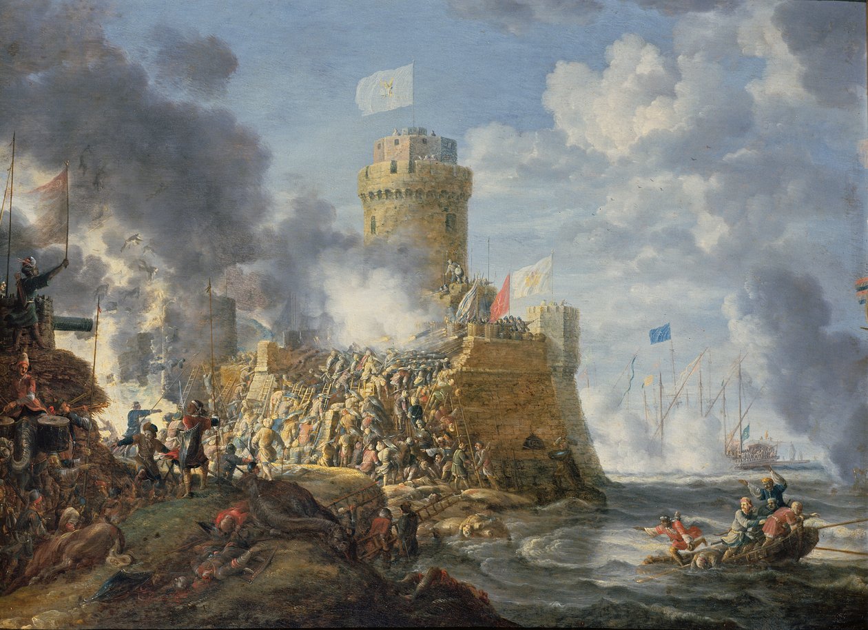 Turkkilaiset hyökkäävät merisatamaan, 1641 tekijältä Bonaventura Peeters