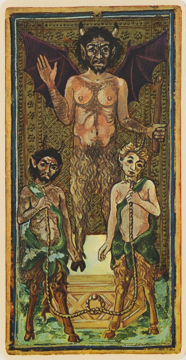 Paholainen, faksimile Tarot-kortista "Visconti"-pakasta, 1441-47 tekijältä Bonifacio Bembo