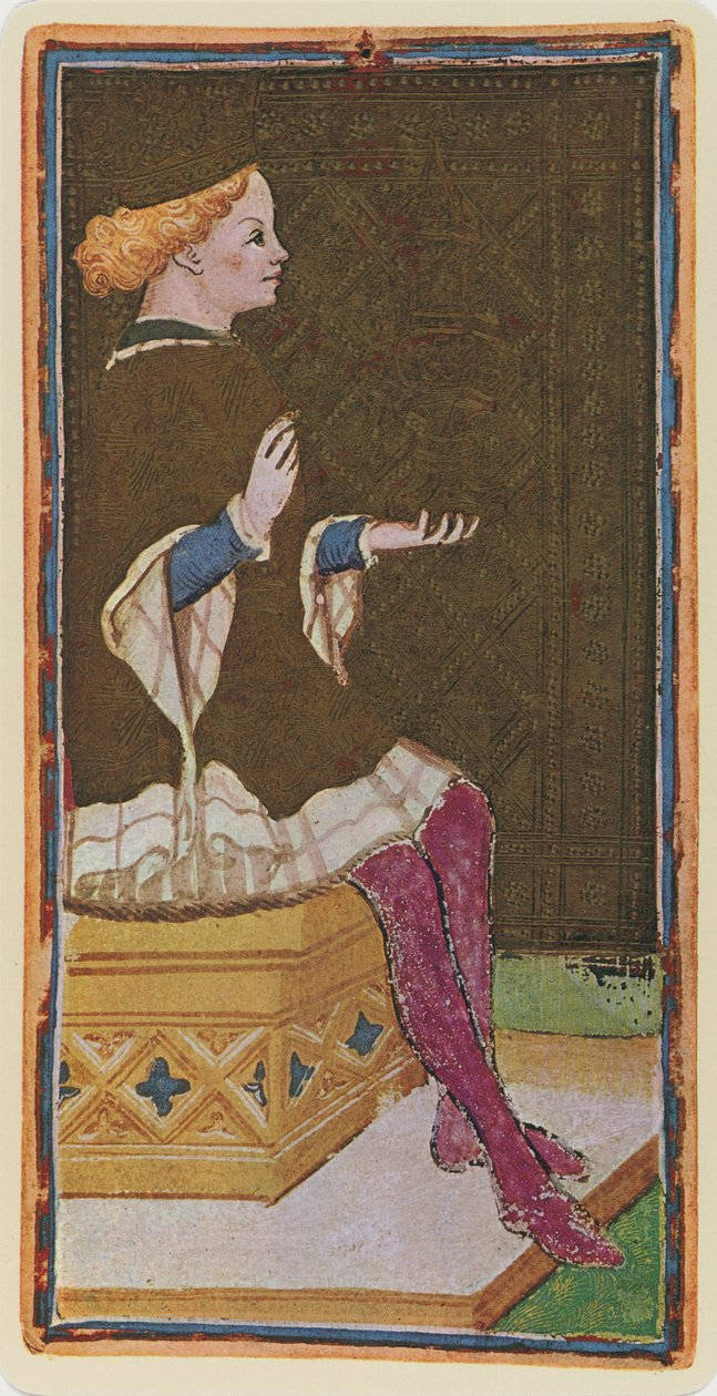 Kuppien kuningas, faksimile Tarot-kortista "Visconti"-pakasta, 1441-47 tekijältä Bonifacio Bembo