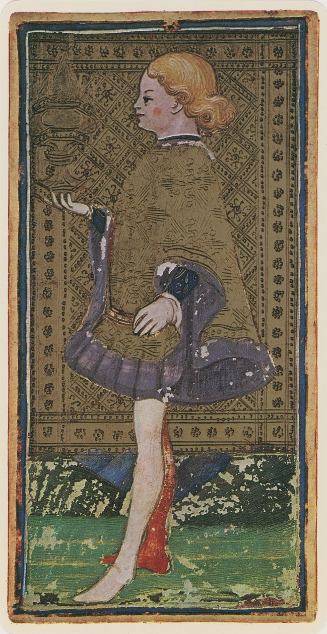 Kuppien roisto, faksimile Tarot-kortista "Visconti"-pakasta, 1441-47 tekijältä Bonifacio Bembo