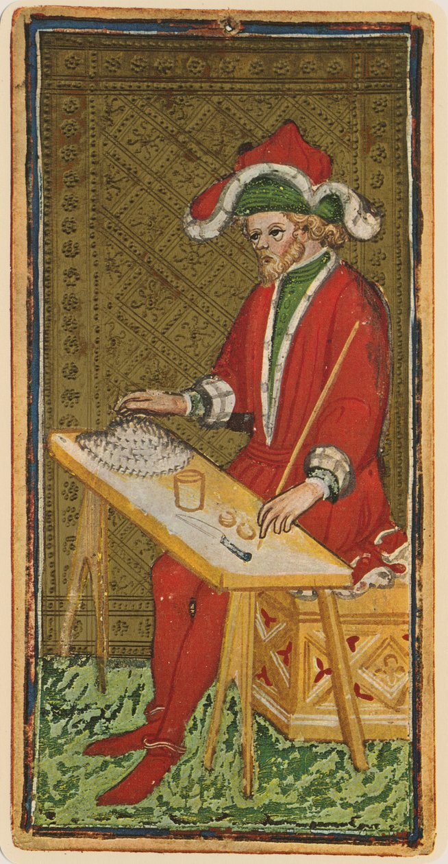 Taikuri, faksimile Tarot-kortista "Visconti"-pakasta, 1441-47 tekijältä Bonifacio Bembo