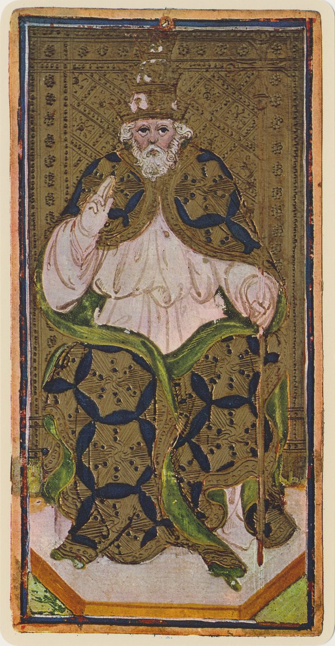 Paavi, faksimile Tarot-kortista "Visconti"-pakasta, 1441-47 tekijältä Bonifacio Bembo