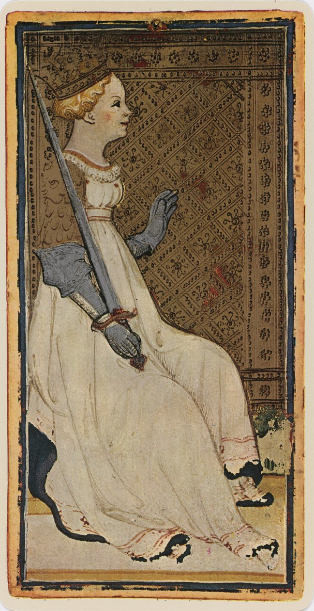 Kuningatar Swords, faksilla tarot kortin 