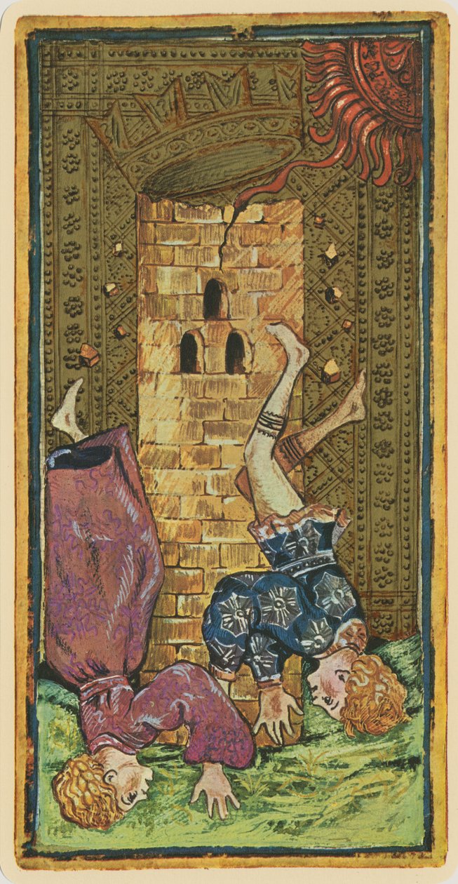 Torni, faksimile Tarot-kortista "Visconti"-pakasta, 1441-47 tekijältä Bonifacio Bembo