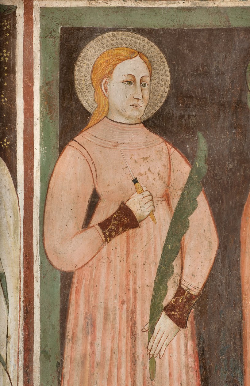 North Transept, Pyhän arkkienkeli Mikaelin alttari, Alttaritaulun takana Bonifacio Bembon freskot, Sant