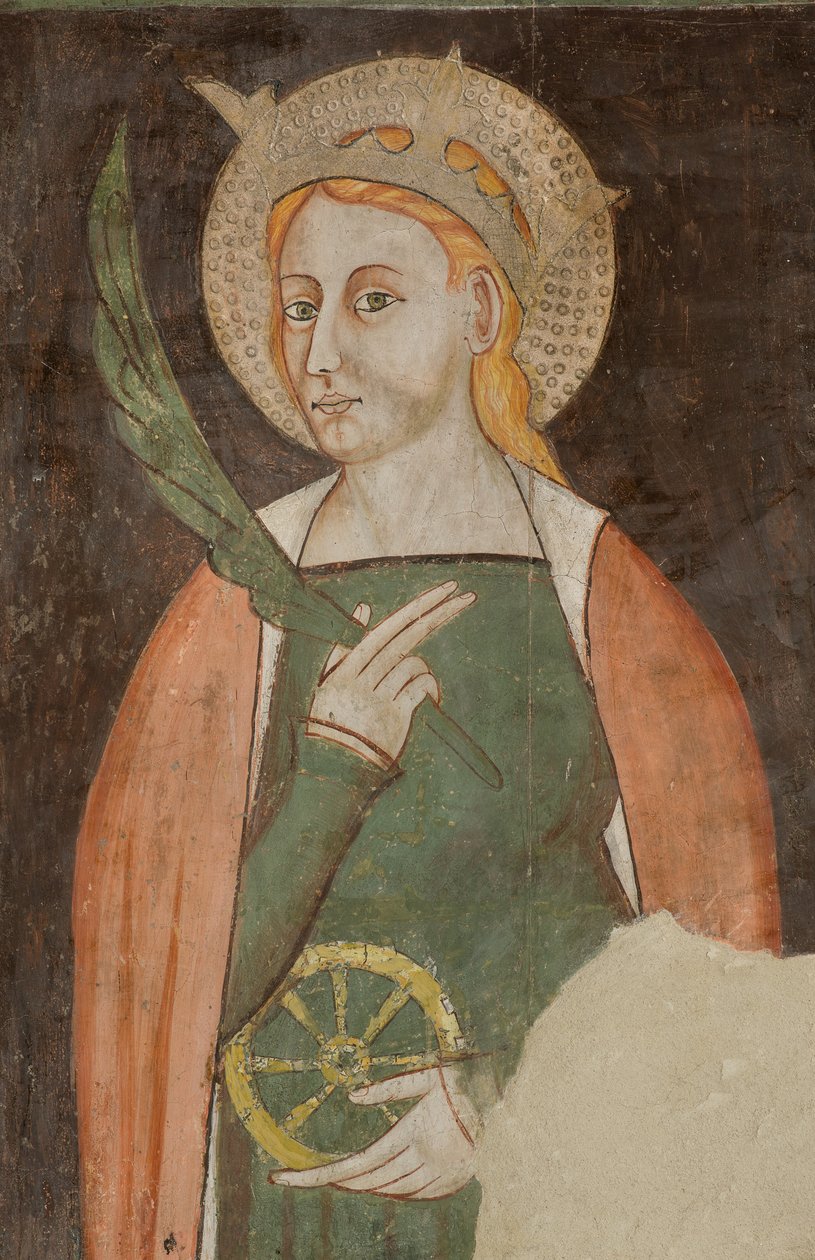 North Transept, Pyhän arkkienkeli Mikaelin alttari, alttaritaulun takana Bonifacio Bembon freskot, Pyhän Katariinan Aleksandrialainen tekijältä Bonifacio Bembo